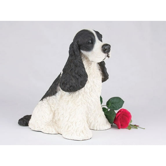 Cocker Spaniel Black and White Cremation Pet Urn for a Dog Memorial in remembrance of your beloved family pet