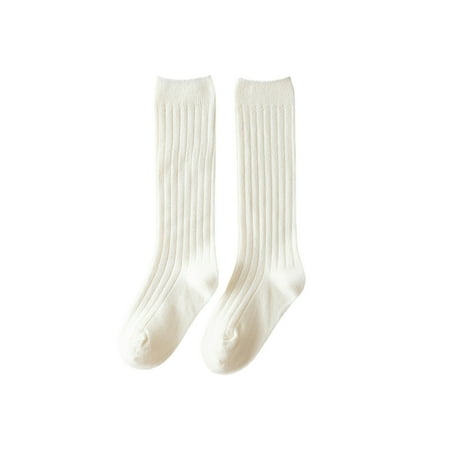 

Genuiskids Toddler Infant Knee High Socks Solid Color Knit Rib Uniform Tube Stockings for Newborn Baby Girl Boy Fall Spring Socks