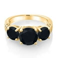 thumbnail image 3 of Gem Stone King 3.25 Ct Round Black Onyx 18K Yellow Gold Plated Silver Ring (Size 6), 3 of 5
