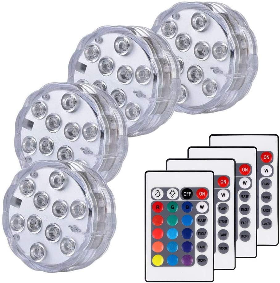 4X Led Light Remote Control Color Colored Boundary RGB Submersible Efx Accent 
