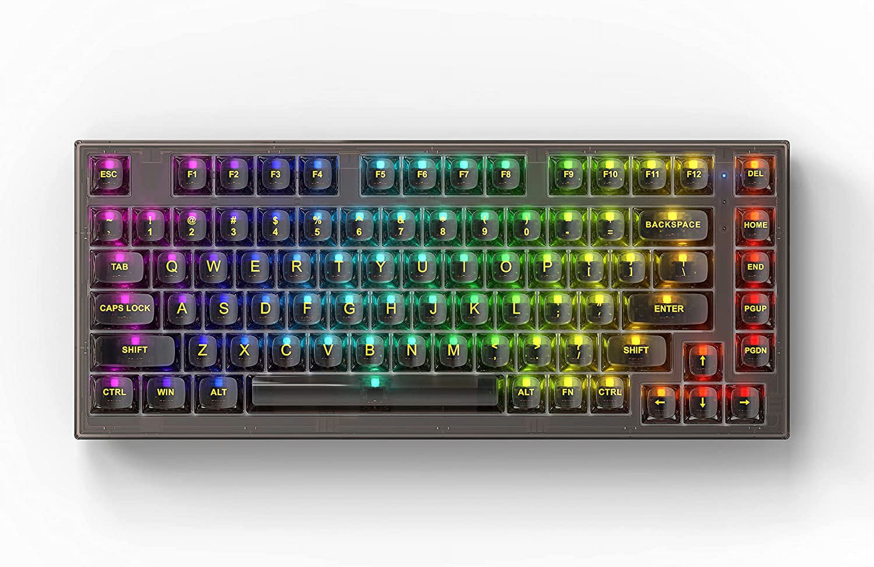 XINMENG X75 82 Key Hot Swappable Mechanical Keyboard with Transparent Keycaps, Gasket Mount 75 Keyboard, RGB Backlit Custom Gaming Keyboard for Windows/Mac (Crystal White Switch, Wired-Black)