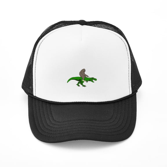 CafePress - Bigfoot Riding T Rex - Adjustable Unisex Printed Trucker Hat with Mesh Back