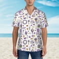 thumbnail image 4 of Balery Lavender Flowers Print Men's Hawaiian Shirts Short Sleeve Beach Shirt Relaxed Fit Vacation Button Down Shirts-X-Large, 4 of 9