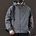 thumbnail image 5 of Mens Jackets with Pockets and Hood Lightweight Zip Up Long Sleeve Coats Casual Solid Color Breathable Windbreaker Hiking Fishing Outerwear Jacket, 5 of 6