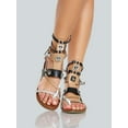 thumbnail image 3 of CAPE ROBBIN Womens Open Toe Strappy Ankle Cuff Colorblock Hardware Gladiator Flat Sandals, 3 of 5