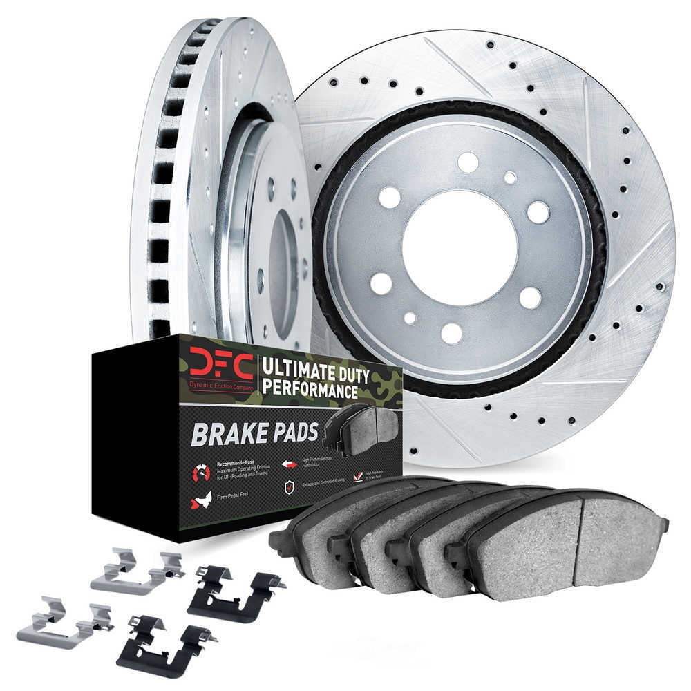 Dynamic Friction Company 7412-47014 DFC Rotors-Drilled and Slotted-Silver with Ultimate Duty