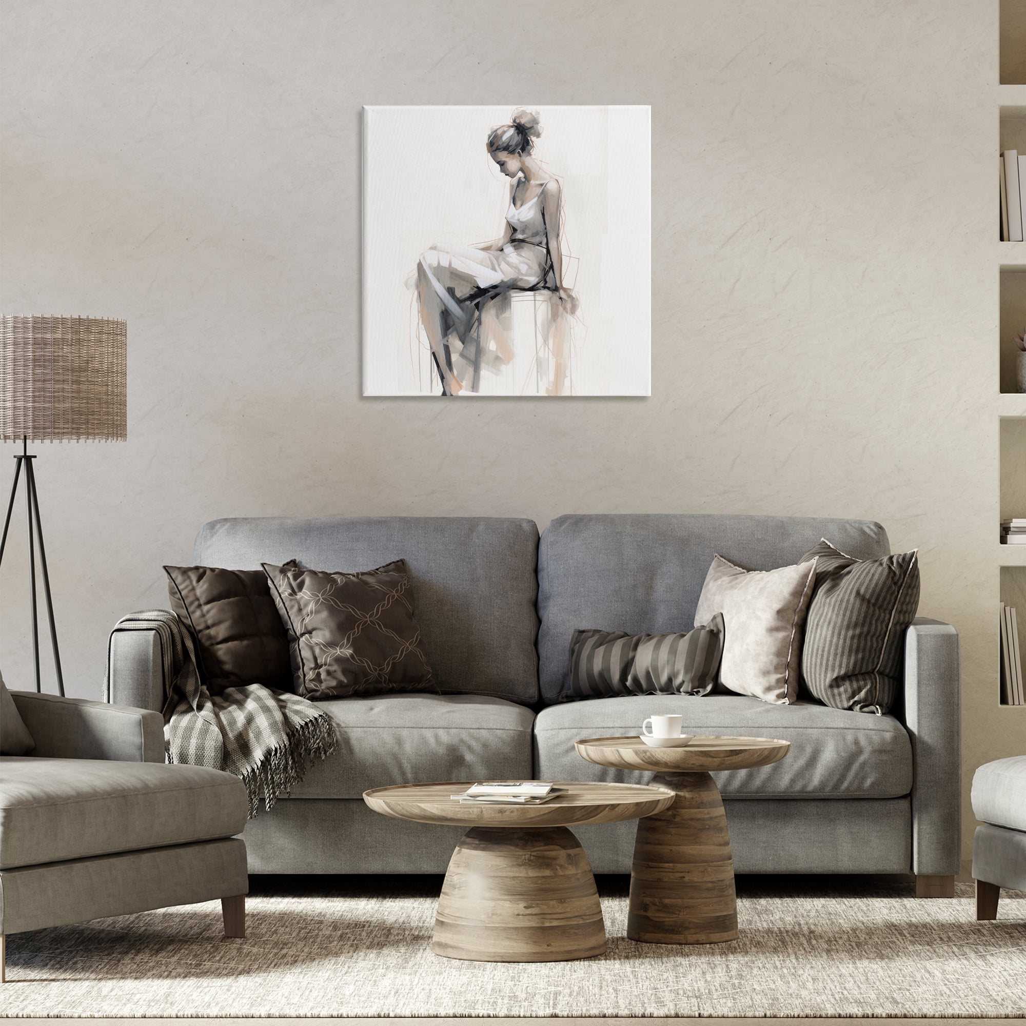 Stupell Industries Female Portrait Impression People Painting Wrapped Canvas Art Print Wall Art, 24 x 24