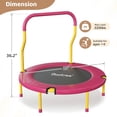 thumbnail image 5 of 36 Inch Mini Trampoline for Kids, Indoor Outdoor Trampoline with Foam Handle, Max. Load 220 lb, Rebounder Trampoline for Toddlers, Birthday Gift for 1-6 Years Children, Boys Girls for Fun Pink, 5 of 6