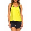 Womens 2 Layered Sleeveless Flowy Racer Back Active Wear Workout Top S2JT03