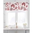 thumbnail image 2 of Botanical Red Kitchen Valances for Windows Farmhouse Linen Window Valance Curtain for Living Room Window Treatment Vintage Ferns Herbs Country Plant Leaf Valance Rod Pocket Topper Drape, 42 x 18 Inch, 2 of 6