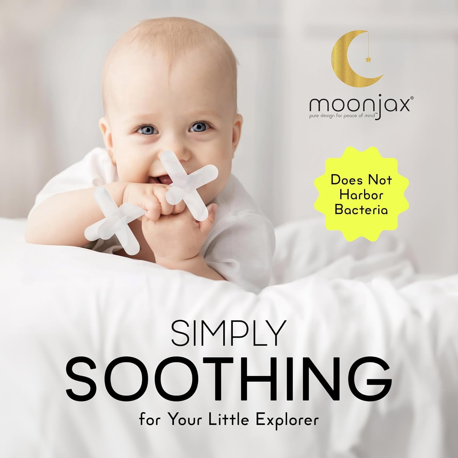 Moonjax silicone hot sale baby teether clear