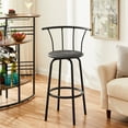thumbnail image 4 of VECELO Set of 2 Bar Stools, Swivel Round Wood Metal Counter Height Bar Stools with Arc-Shaped Backrest, Charcoal Gray, 4 of 8