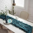 thumbnail image 3 of ERDOUY Luxury Faux Fur Table Runner Modern Ultra Soft Long Plush Shaggy Table Runners for Home Kitchen Party Wedding (Peacock Blue, 12"x87"), 3 of 4
