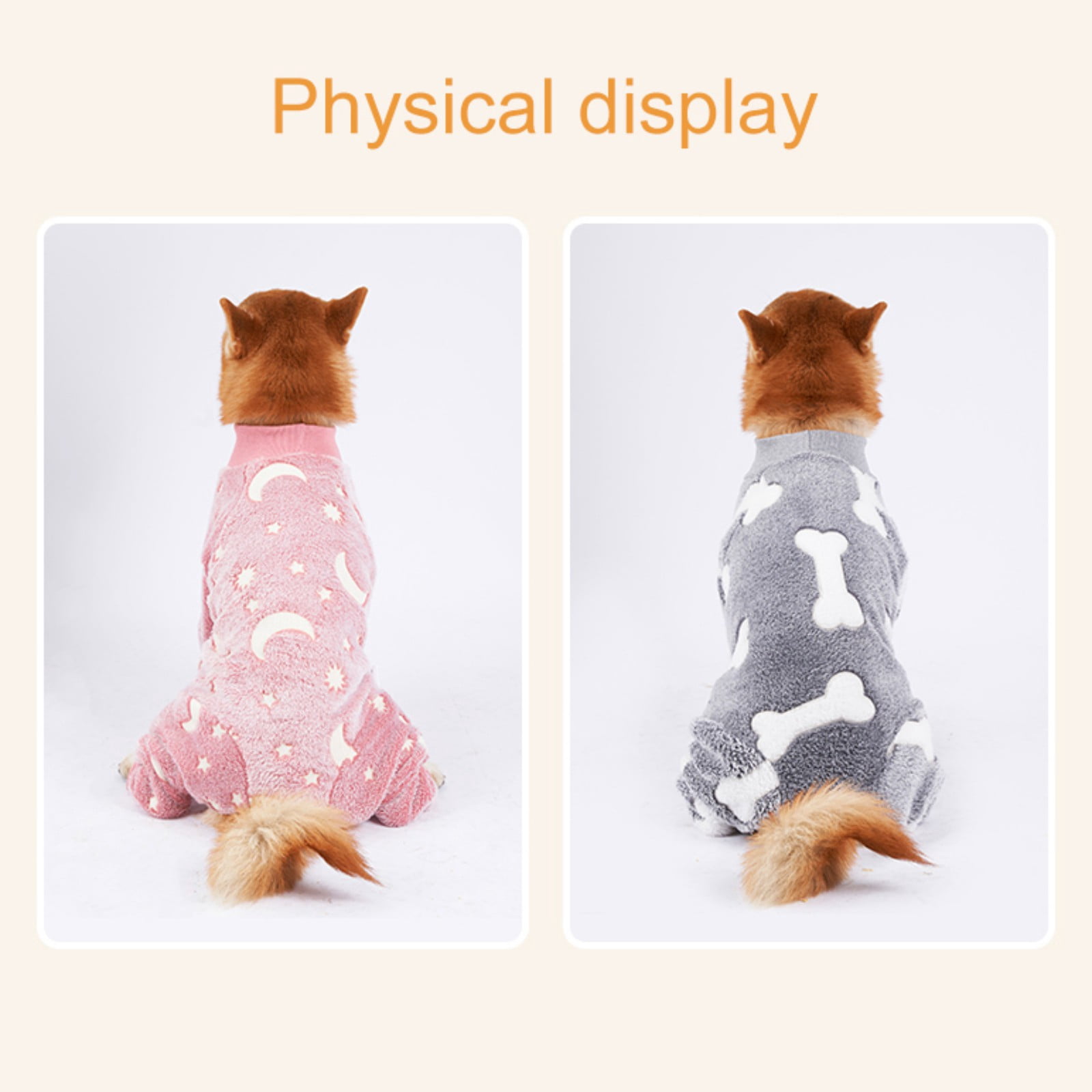 Dog Pajamas, Dog Winter Clothes for Small Dogs Girl, Lightweight Velvet Pet Jumpsuit, Glow in The Dark