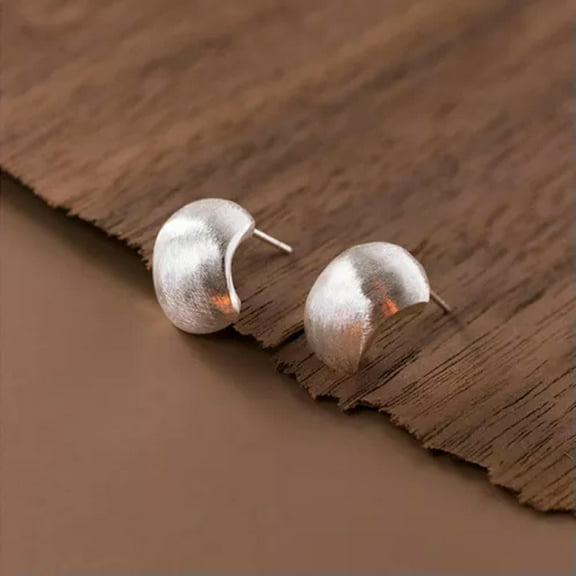 K-KED Women 925 Sterling Silver 10mm Width Half Hoop Stud Earrings - Gift-Silver