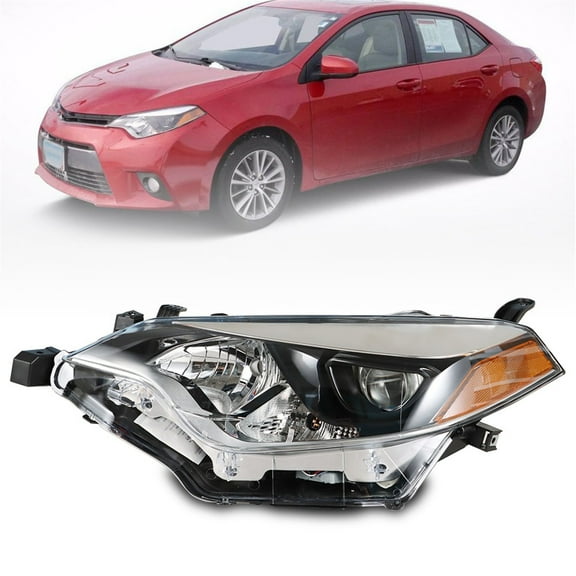 Genrics Headlight Assembly Replacement for 2014 2015 2016 Toyota Corolla Built in LED Projector Headlamp Black Headlights Left Side