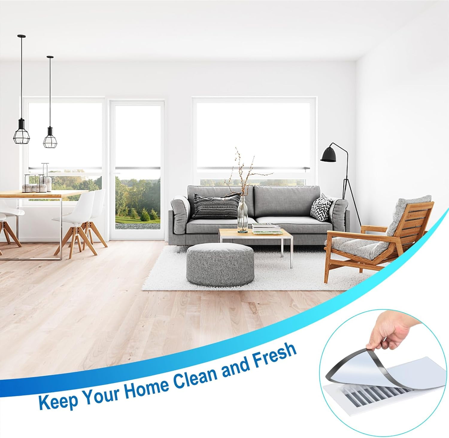 5 Pcs Strong Magnetic Vent Covers, 5.5x12 inch Vent Covers for Home Floor, Pockets for Complete Seal, Air Vent Covers for Floor Wall and Ceiling Registers, Home and RV, HVAC and AC Vents-White