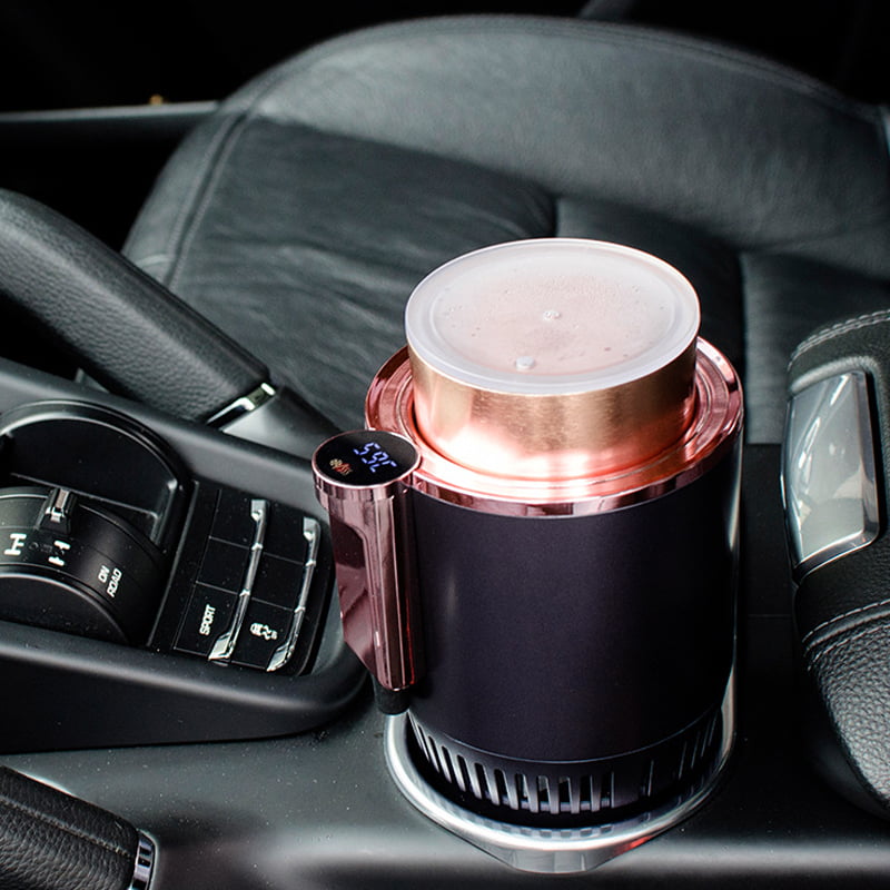 Olymbros Car Cup Warmer Cooler Premium 2-in-1 Portable Smart Auto Car Can Cup Drinks Holder for Water Coffee Beverage Milk with Display Temperature Warmer Fits in Traveler Road Tripper Outdoors 