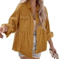 thumbnail image 6 of Women Long Sleeve Corduroy Peplum Shacket Jacket Button Down Babydoll Shirts Oversized Casual Blouses Tops, 6 of 6