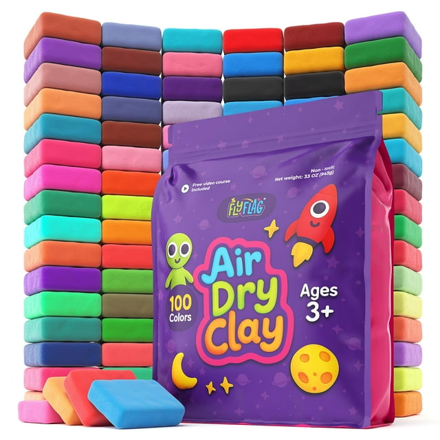Arcilla seca al aire 50 colores Arcilla de modelado suave y ultraligera para niños con accesorios Herramientas y tutoriales