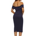 thumbnail image 3 of Women's Navy Blue Off-the-shoulder Midi Dress, 3 of 4