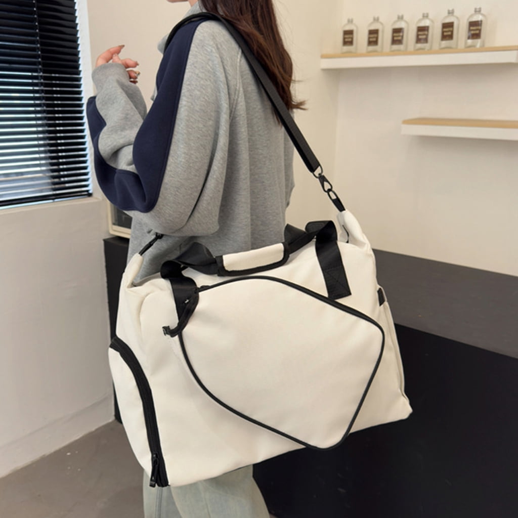 Spacious Oxford Fabric Sports Bag With Dedicated Shoe Pocket And Moisture Resistant Design