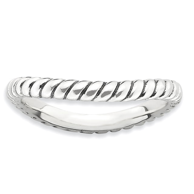 Bague Ondulée Antique Polie en Argent Sterling Stackable Expressions Taille 8