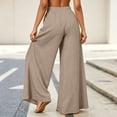 thumbnail image 5 of hoksml Women's Solid Color Culotte Pants, High Waist Decorative Tie, Elasticated Back Waist, Loose Wide Leg Casual Pants, 5 of 7