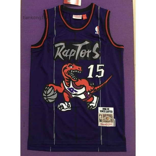 1998-99 NBA Hombres Toronto Raptors # 15 Vince Carter Vintage Bordado jersey De Baloncesto Púrpura Dragónpangjing