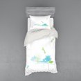 thumbnail image 2 of Ambesonne Dragonfly Bedding Set 4 Pcs, Waterlily Nature Lake, Queen, Apple Green Pale Blue, 2 of 3