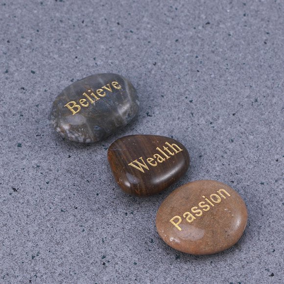 WRISTBIQUE Decorative Engraved Stones with 25 Uplifting Words for Desk Table Or Drawer