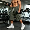 thumbnail image 6 of Hurxie Men's Baggy Sweat Shorts Long Below Knee Fleece Capri Shorts Athletic Casual 3/4 Pants with Pockets Army Green,2XL, 6 of 7