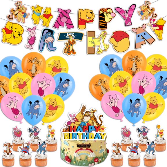Winnie Pooh Birthday Party Supplies,Cartoons Theme Party Decoration Set