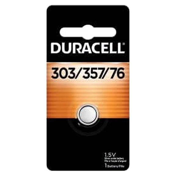 Duracell 303/357/76 Silver Oxide Button Battery, 1 Count Pack, 303/357/76 1.5 Volt Battery, Long-Lasting For Watches, Medical Devices, Calculators, And More