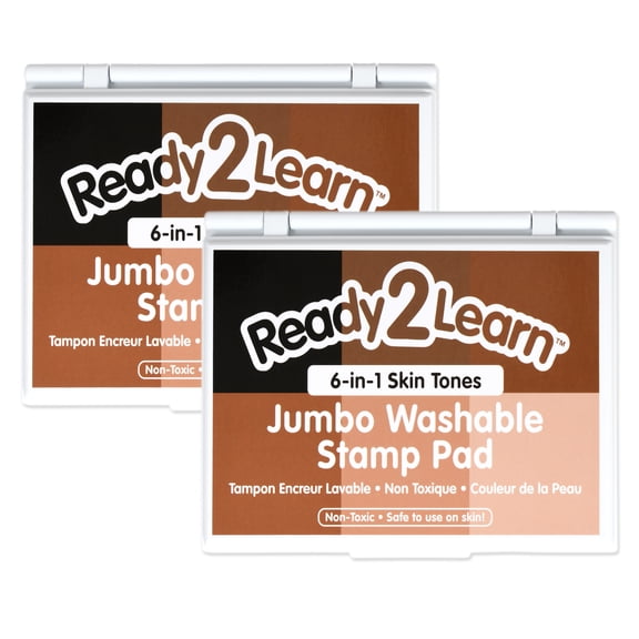 READY 2 LEARN Jumbo Washable Stamp Pad - 6-in-1 - Skin Tones, Pack of 2