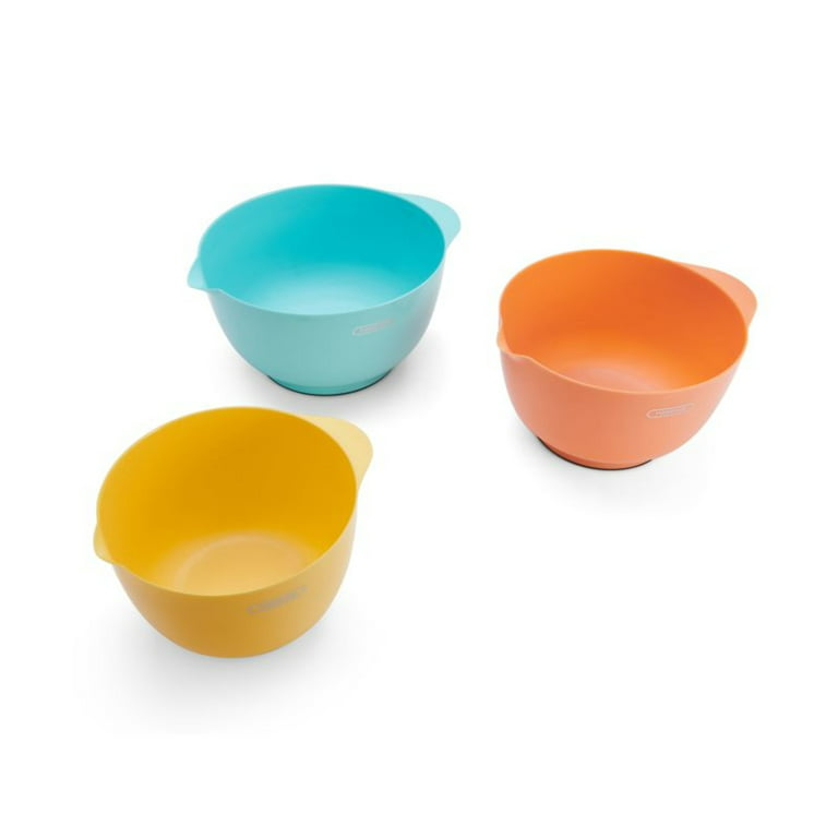 Farberware Professional Set of 3 Mixing Bowls in Aqua, Coral, Yellow 