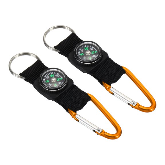 Uxcell Compass Keychain Belt Clip Camping Explorer Party Favors Yellow Black 2 Pack