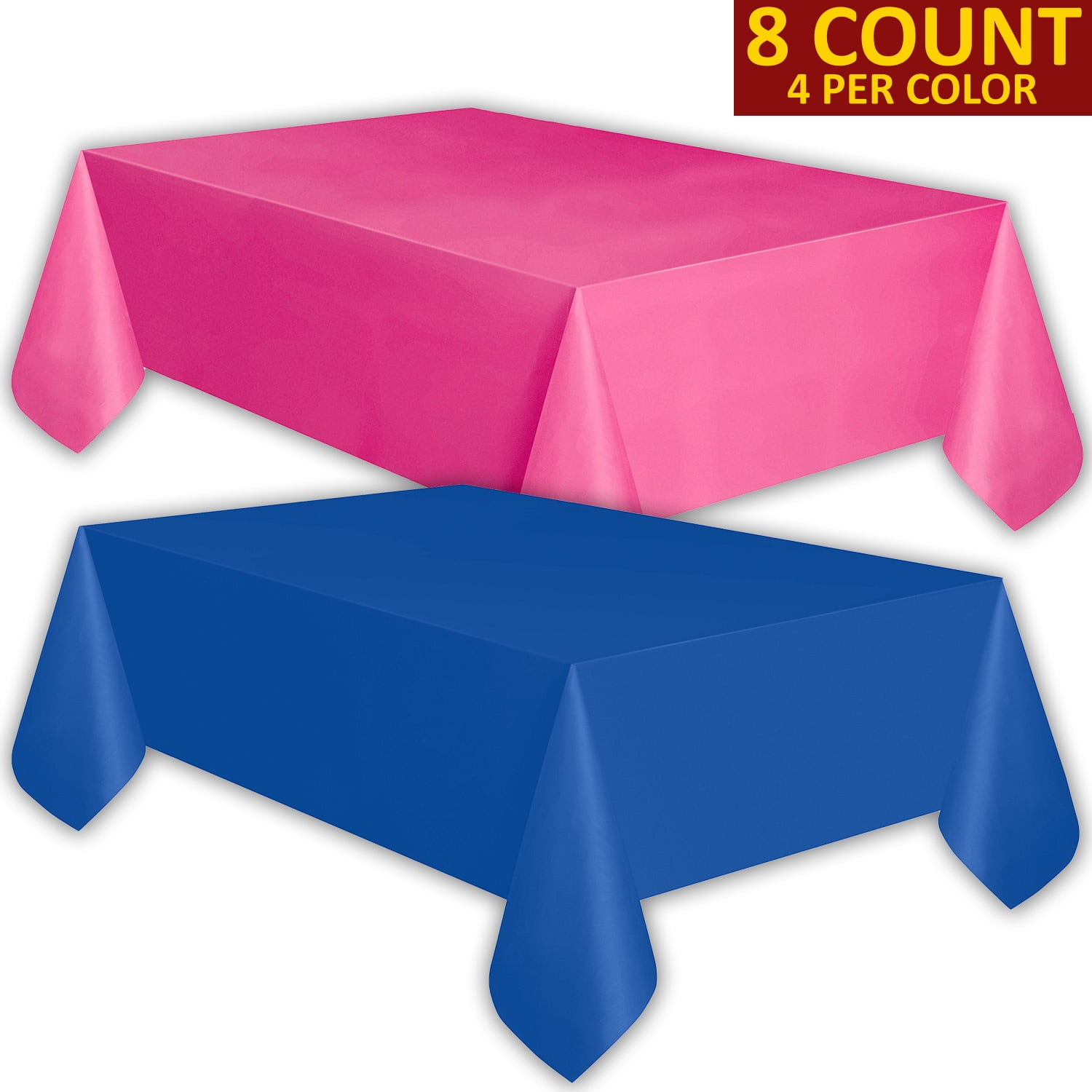 8 Plastic Tablecloths Hot Pink and Sapphire Blue Premium Thickness