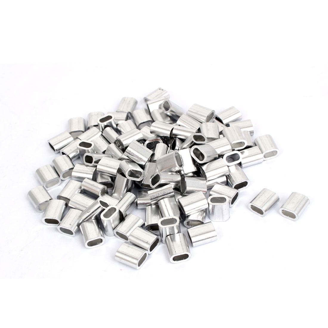 Unique Bargains 100pcs M4 Oval Aluminum Sleeves Clamps for 4mm Wire ...