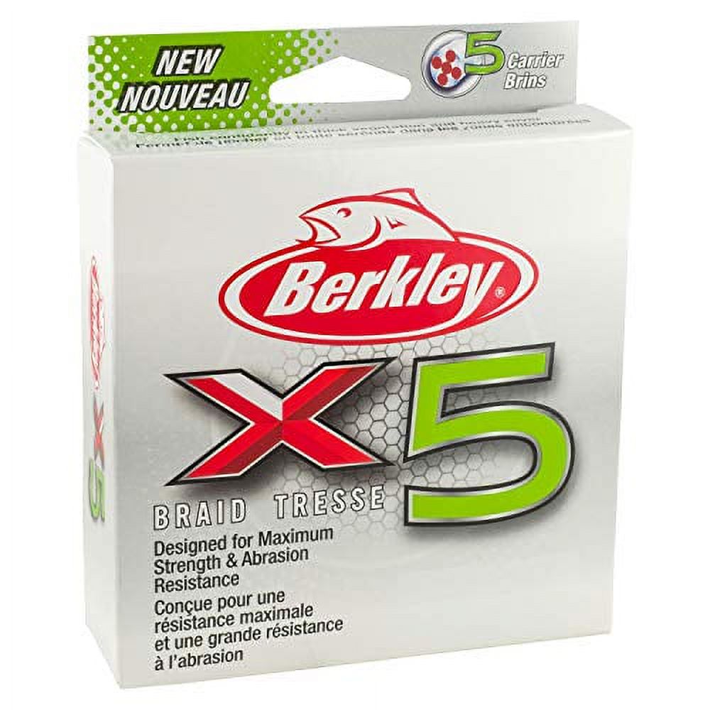 Berkley x5 Braid Fishing Line, Low-Vis Green, 65 lb Test Strength, 328 yd