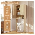 thumbnail image 5 of Fluted Over The Toilet Storage Cabinet, Bathroom Toilet Storage Cabinet with Door, Wood Curved Over The Toilet Space Saver Cabinets for Restroom Bathroom, Natural, 5 of 9