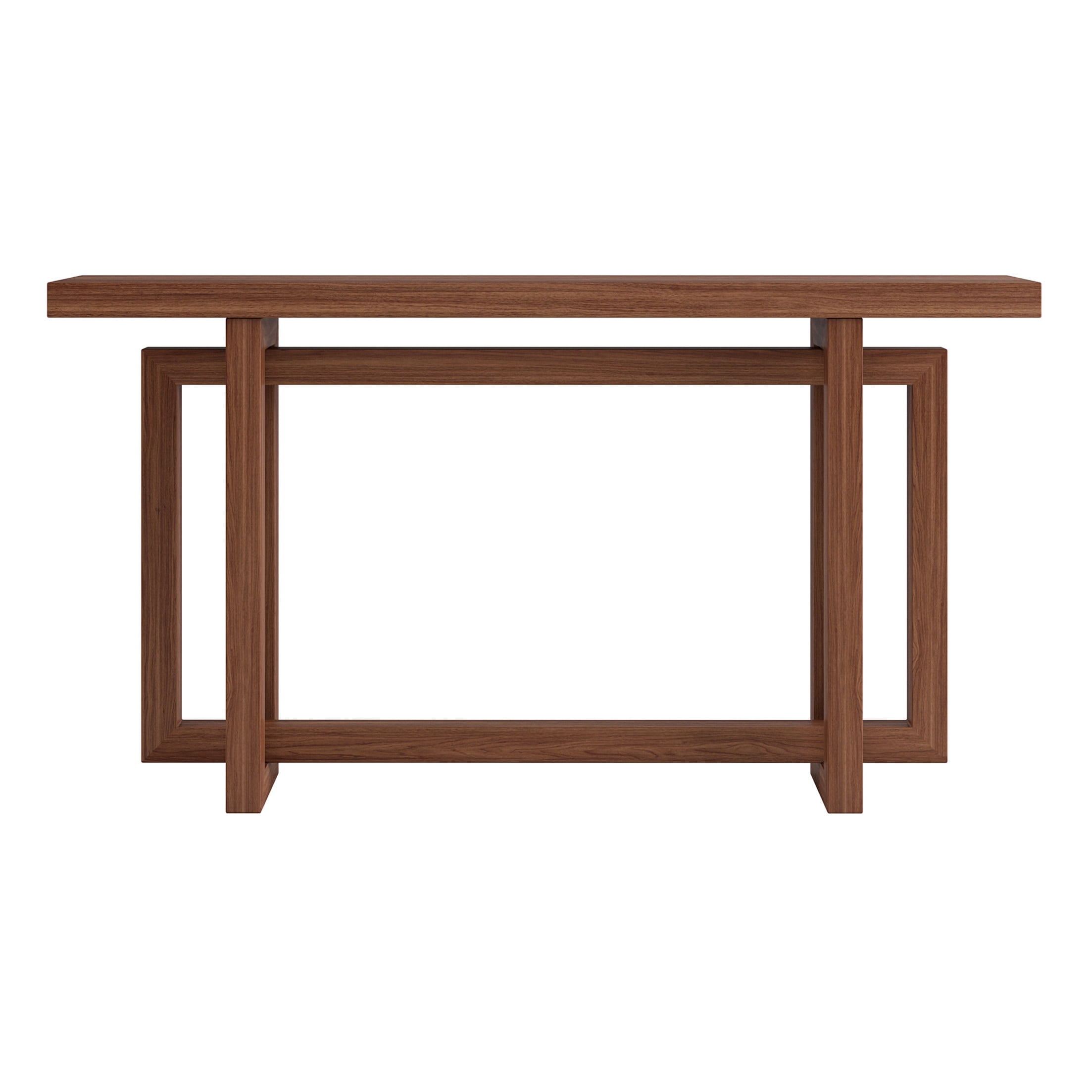 Evelyn&Zoe Modern/Contemporary 55" Wide Satin Walnut Console Table