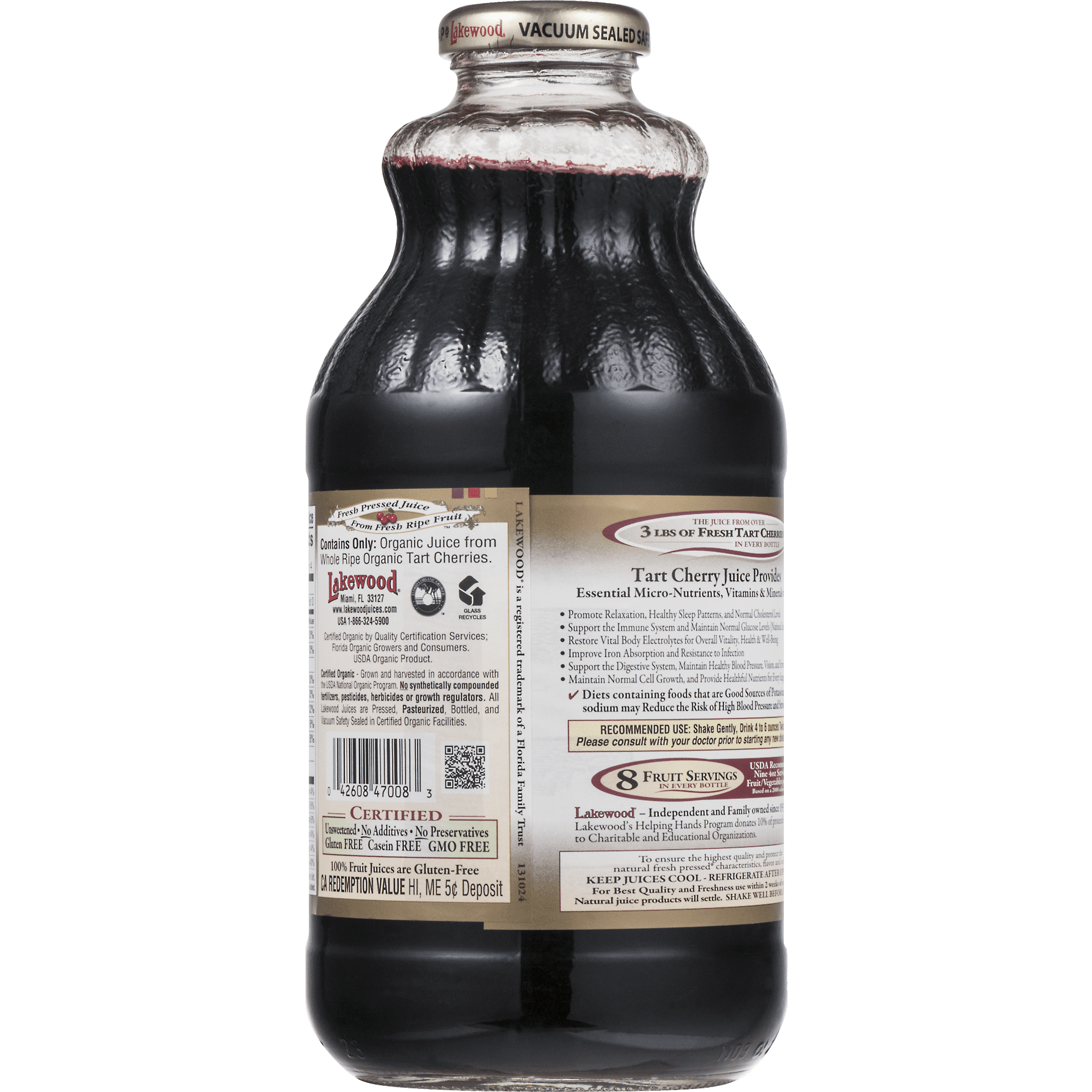 Lakewood Organic 100% Pure Tart Cherry Juice, 32 Fl Oz