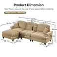 thumbnail image 5 of 107" Modular Sectional Sofa, L-Shaped Cloud Couch with Removable Ruffles Pleats Skirts and Movable Ottoman, 4 Seater Chenille Sleeper Couch Set, Light Coffee, 5 of 9