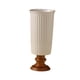 thumbnail image 4 of Florero con base de madera, jarrón de porcelana, escritorio, diseño francés elegante, pieza de colección. Líneas verticales, 4 of 9
