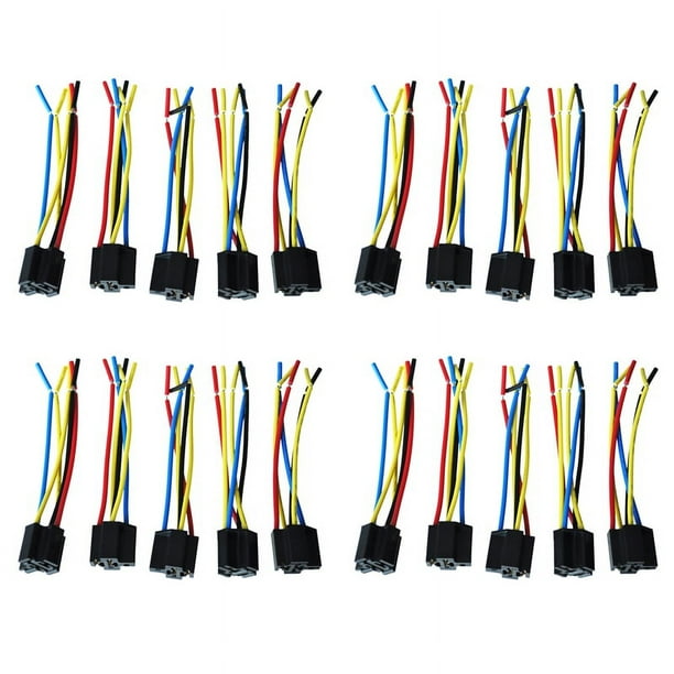 20 Pcs 5 Pin Alambres Cable Rele Enchufe Arnes Conector DC 12V para Coche Auto