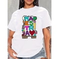 thumbnail image 5 of Print T-Shirt, Crew Neck Short Sleeve T-Shirt, Casual Tops, Women'S Clothing, 5 of 7
