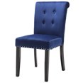 thumbnail image 5 of Set of 2 Modern Upholstered Dining Chair, Velvet Fabric Tufted Chairs with Rubber Wood Legs and Stainless Steel Pull Ring, Accent Parsons Chair for Living Room, Bedroom, Home Kitchen, 5 of 11
