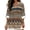 Bohemian Aztec Geometric, variant on Faux Linen Shirts Women's V-Neck Blouses Retro Flower Bamboo Print Breathable Roll Up Sleeve Shirts Summer Beach Top 3/4 Sleeve Vacation Outfits, 2XL