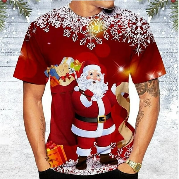Camisetas de Navidad para hombre ropa informal de manga corta a la moda para verano 2024 Bodega Aurrera en linea